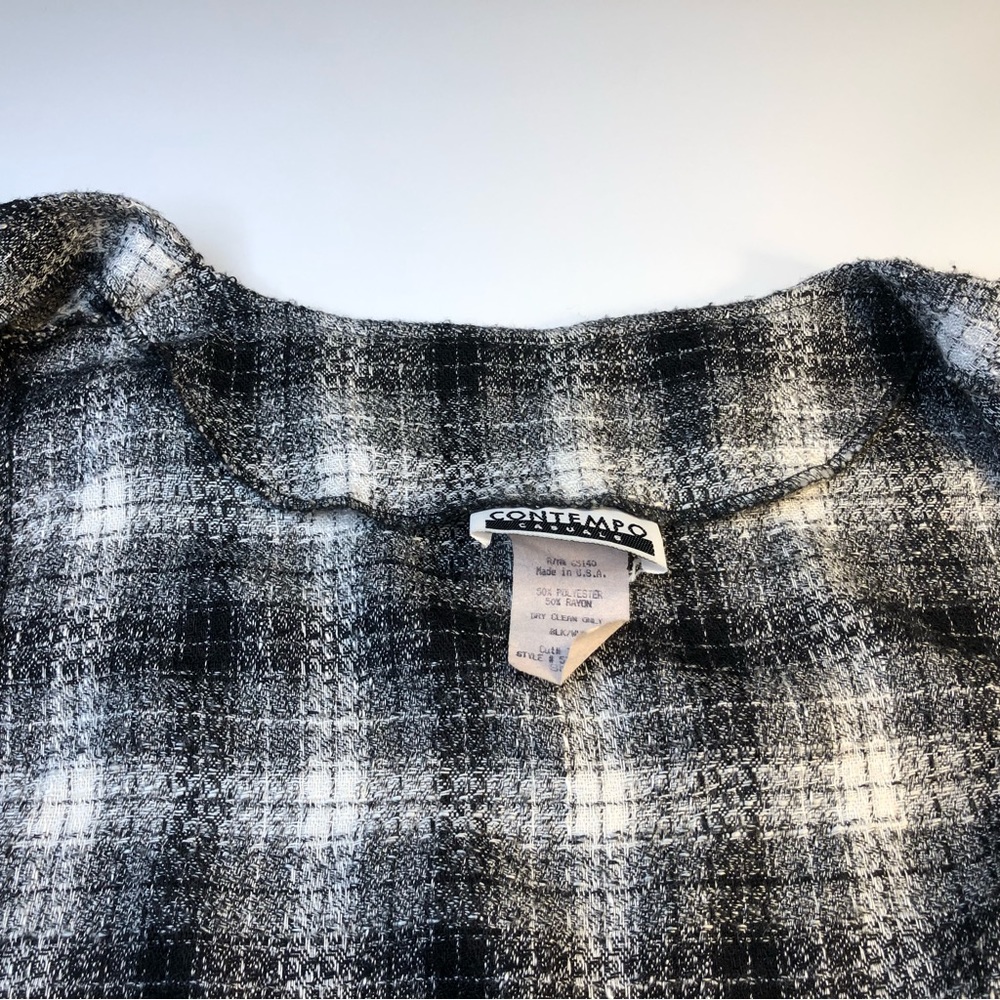Vintage zipper vest Contempo Casuals plaid black white - Picture 4 of 8